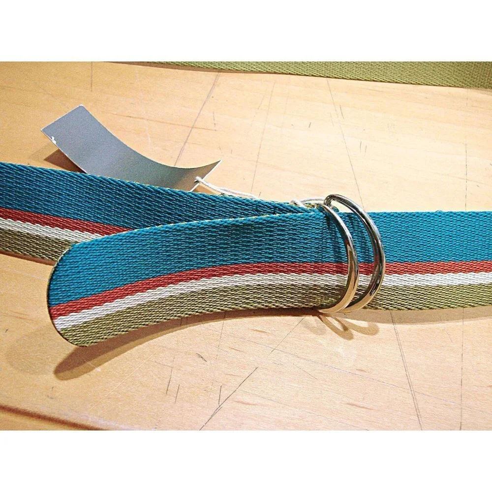 NEW Pi of California Belt Smart D Ring Belt Striped Golf Dress Belts L/XL 47 NWT